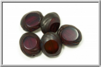 b�hm. Glasperle, table cut, oval, 14x12mm, garnet, trans., matte, 5 Stk.