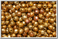 B�hm. Glasschliffperle, feuerpol., 3mm, bronze-MIX, met., satin, 50 Stk.