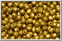 B�hm. Glasschliffperle, feuerpol., 3mm, brass, met., satin, 50 Stk.