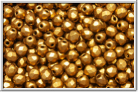 B�hm. Glasschliffperle, feuerpol., 3mm, goldenrod, met., satin, 50 Stk.