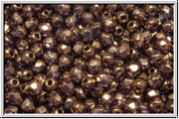 B�hm. Glasschliffperle, feuerpol., 3mm, crystal, trans., lila bronze luster, 50 Stk.