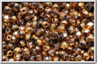 B�hm. Glasschliffperle, feuerpol., 3mm, crystal, trans., full capi gold, 50 Stk.