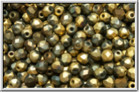 B�hm. Glasschliffperle, feuerpol., 3mm, crystal, trans., california nights, matte, 50 Stk.
