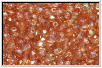 B�hm. Glasschliffperle, feuerpol., 3mm, crystal, trans., orange AB, 50 Stk.