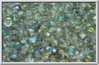 B�hm. Glasschliffperle, feuerpol., 3mm, crystal, trans., blue AB, 50 Stk.