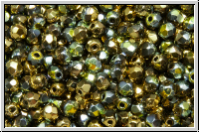 B�hm. Glasschliffperle, feuerpol., 3mm, crystal, trans., california sunshine, 50 Stk.