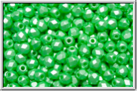 B�hm. Glasschliffperle, feuerpol., 3mm, white, alabaster, lt. green pastel, 50 Stk.