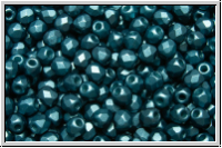 B�hm. Glasschliffperle, feuerpol., 3mm, white, alabaster, petrol pastel, 50 Stk.