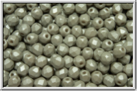 B�hm. Glasschliffperle, feuerpol., 3mm, white, alabaster, soft grey pastel, 50 Stk.