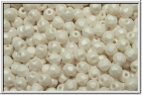 B�hm. Glasschliffperle, feuerpol., 3mm, white, alabaster, white pastel, matte, 50 Stk.