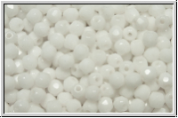 B�hm. Glasschliffperle, feuerpol., 3mm, white, op., 50 Stk.