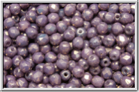 B�hm. Glasschliffperle, feuerpol., 3mm, white, op., lila bronze luster, 50 Stk.