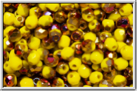 B�hm. Glasschliffperle, feuerpol., 3mm, yellow, op., half sliperit, 50 Stk.