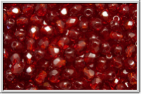 B�hm. Glasschliffperle, feuerpol., 3mm, garnet, lt., trans., 50 Stk.
