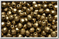 B�hm. Glasschliffperle, feuerpol., 3mm, 24kt goldbronze, met., matte, 50 Stk.