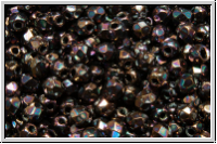 B�hm. Glasschliffperle, feuerpol., 3mm, black, op., vega luster, iris., 50 Stk.