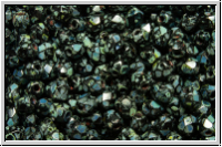 B�hm. Glasschliffperle, feuerpol., 3mm, black, op., picasso, 50 Stk.