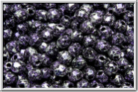 B�hm. Glasschliffperle, feuerpol., 3mm, black, op., violet, tweedy, 50 Stk.