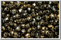 B�hm. Glasschliffperle, feuerpol., 3mm, black, op., gold, tweedy, 50 Stk.