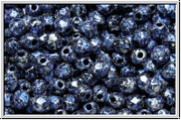 B�hm. Glasschliffperle, feuerpol., 3mm, black, op., blue, tweedy, 50 Stk.