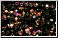 B�hm. Glasschliffperle, feuerpol., 3mm, black, op., half sliperit, 50 Stk.