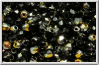 B�hm. Glasschliffperle, feuerpol., 3mm, black, op., half marea, 50 Stk.