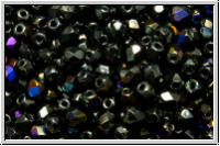 B�hm. Glasschliffperle, feuerpol., 3mm, black, op., half volcano, 50 Stk.