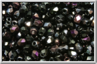 B�hm. Glasschliffperle, feuerpol., 3mm, black, op., half brown flair, 50 Stk.
