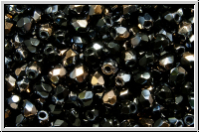 B�hm. Glasschliffperle, feuerpol., 3mm, black, op., clarit, 50 Stk.