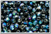 B�hm. Glasschliffperle, feuerpol., 3mm, black, op., AB, luster, 50 Stk.