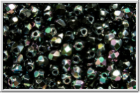 B�hm. Glasschliffperle, feuerpol., 3mm, black, op., half copper luster, 50 Stk.