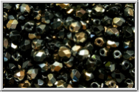 B�hm. Glasschliffperle, feuerpol., 3mm, black, op., half valentinite, 50 Stk.