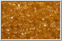 B�hm. Glasschliffperle, feuerpol., 3mm, topaz, pale, trans., 50 Stk.