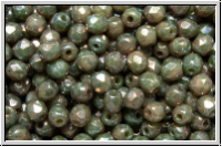 B�hm. Glasschliffperle, feuerpol., 3mm, cream, op., nebula, 50 Stk.