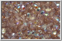 B�hm. Glasschliffperle, feuerpol., 3mm, amethyst, lt., trans., AB, 50 Stk.