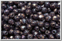 B�hm. Glasschliffperle, feuerpol., 3mm, lavender, darkest, op., nebula, 50 Stk.
