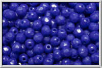 B�hm. Glasschliffperle, feuerpol., 3mm, blue, dk., op., 50 Stk.