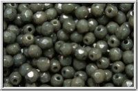B�hm. Glasschliffperle, feuerpol., 3mm, grey, dk., op., blue marbled, 50 Stk.