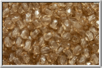 B�hm. Glasschliffperle, feuerpol., 3mm, topaz, smoke pale, trans., 50 Stk.