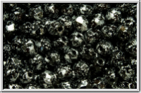 B�hm. Glasschliffperle, feuerpol., 4mm, black, op., silver, tweedy, 50 Stk.