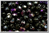 B�hm. Glasschliffperle, feuerpol., 4mm, black, op., half brown flair, 50 Stk.