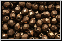 B�hm. Glasschliffperle, feuerpol., 4mm, bronze, dk., met., matte, 50 Stk.