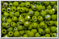 B�hm. Glasschliffperle, feuerpol., 3mm, olivine, dk., op., AB, 50 Stk.
