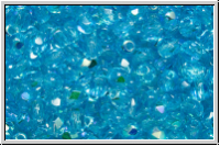 B�hm. Glasschliffperle, feuerpol., 3mm, aqua, trans., AB, 50 Stk.