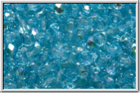B�hm. Glasschliffperle, feuerpol., 3mm, aqua, med., trans., AB, 50 Stk.