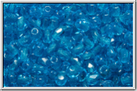 B�hm. Glasschliffperle, feuerpol., 3mm, aqua, dk., trans., 50 Stk.