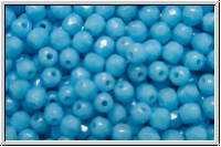 B�hm. Glasschliffperle, feuerpol., 3mm, aqua, op., 50 Stk.
