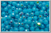 B�hm. Glasschliffperle, feuerpol., 3mm, aqua, op., AB, 50 Stk.