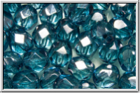 B�hm. Glasschliffperle, feuerpol., 6mm, crystal, trans., montana luster, 25 Stk.