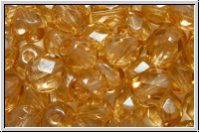 B�hm. Glasschliffperle, feuerpol., 6mm, crystal, trans., champagne luster, 25 Stk.